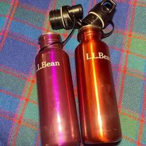 Two L.L. Bean Klean Kanteen Stainless Steel Water Bottles 27oz